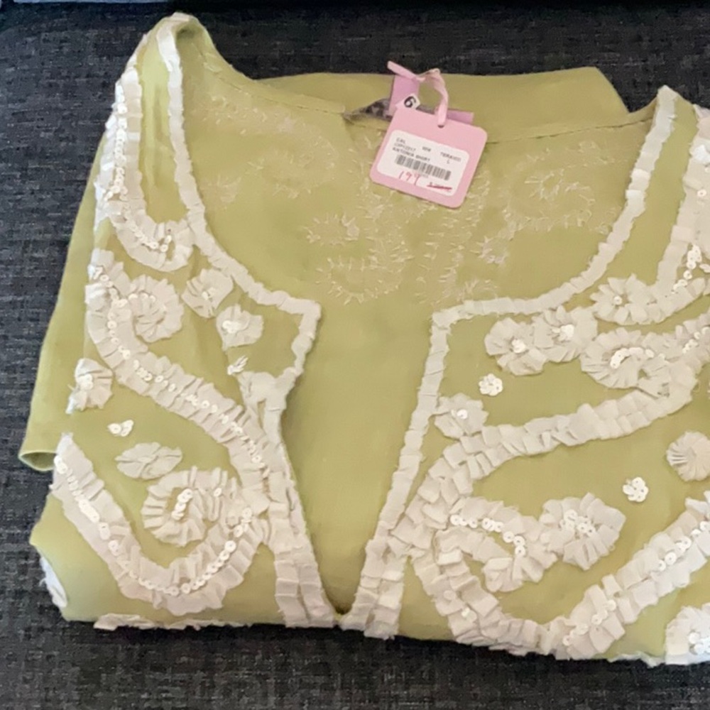 NWT CALYPSO ST BARTH ANTONIA TUNIC EMBELLISHED WHITE ACCENTS LARGE NEW